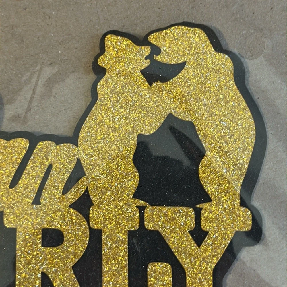 Cake Topper Pregnancy Announcement Baby Bear Couple Adventure Shower Gold‎